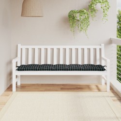 vidaXL Gartenbank-Auflage Schwarz Karomuster 180x50x7 cm Oxford-Gewebe