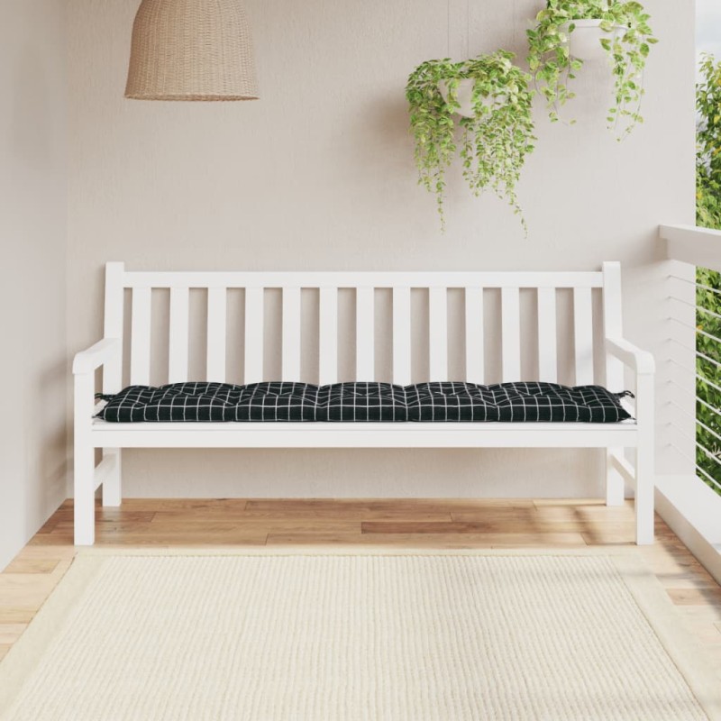 vidaXL Gartenbank-Auflage Schwarz Karomuster 180x50x7 cm Oxford-Gewebe vidaXL Gartenbank-Auflage Schwarz Karomuster 180x50x7 cm Oxford-Gewebe