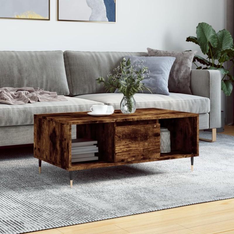 vidaXL Couchtisch Räuchereiche 90x50x36,5 cm Holzwerkstoff vidaXL Couchtisch Räuchereiche 90x50x36,5 cm Holzwerkstoff