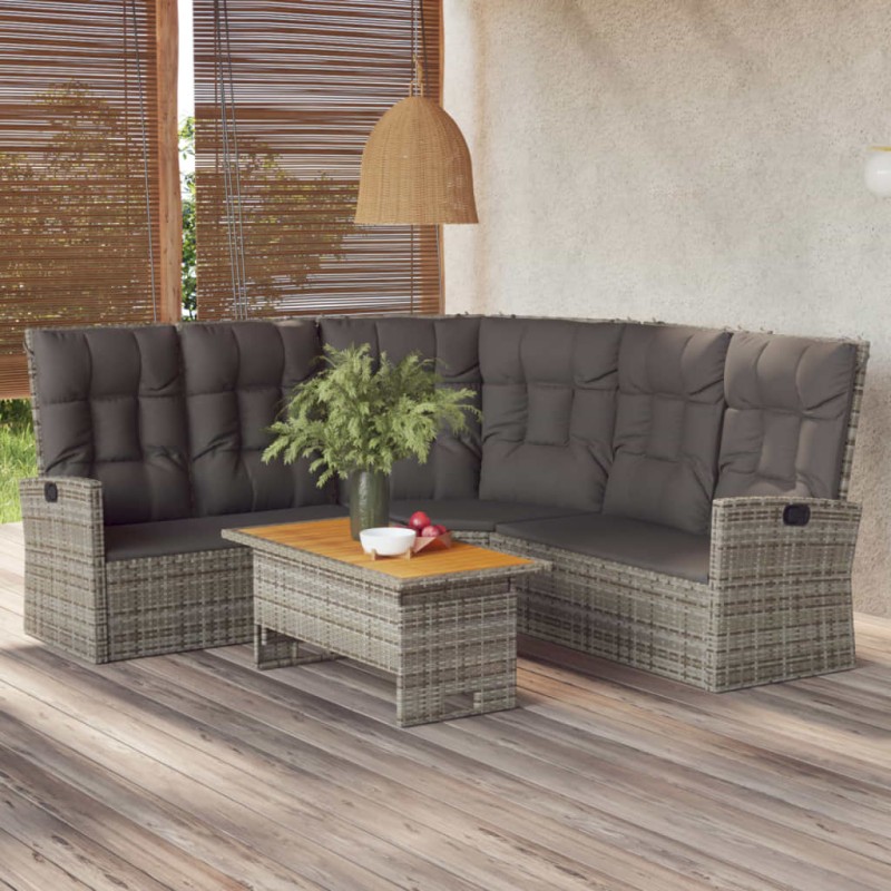 2-tlg. Garten-Lounge-Set mit Kissen Grau Poly Rattan 2-tlg. Garten-Lounge-Set mit Kissen Grau Poly Rattan