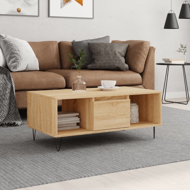 vidaXL Couchtisch Sonoma-Eiche 90x50x36,5 cm Holzwerkstoff vidaXL Couchtisch Sonoma-Eiche 90x50x36,5 cm Holzwerkstoff