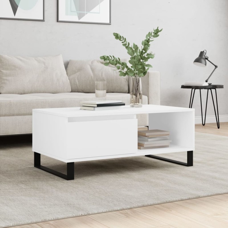 vidaXL Couchtisch Weiß 90x50x36,5 cm Holzwerkstoff vidaXL Couchtisch Weiß 90x50x36,5 cm Holzwerkstoff
