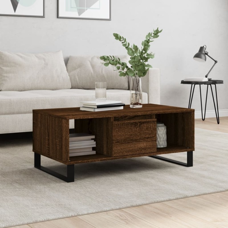 vidaXL Couchtisch Braun Eichen-Optik 90x50x36,5 cm Holzwerkstoff vidaXL Couchtisch Braun Eichen-Optik 90x50x36,5 cm Holzwerkstoff