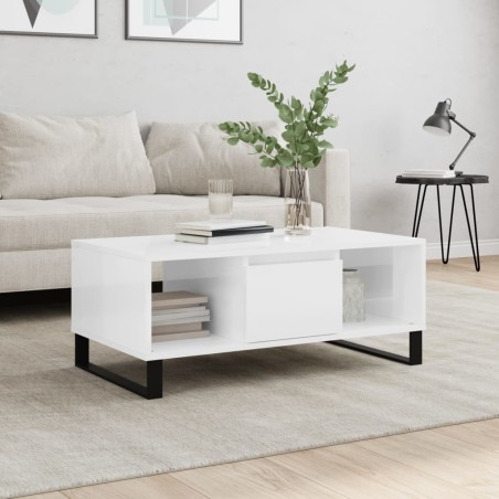 vidaXL Couchtisch Hochglanz-Weiß 90x50x36,5 cm Holzwerkstoff