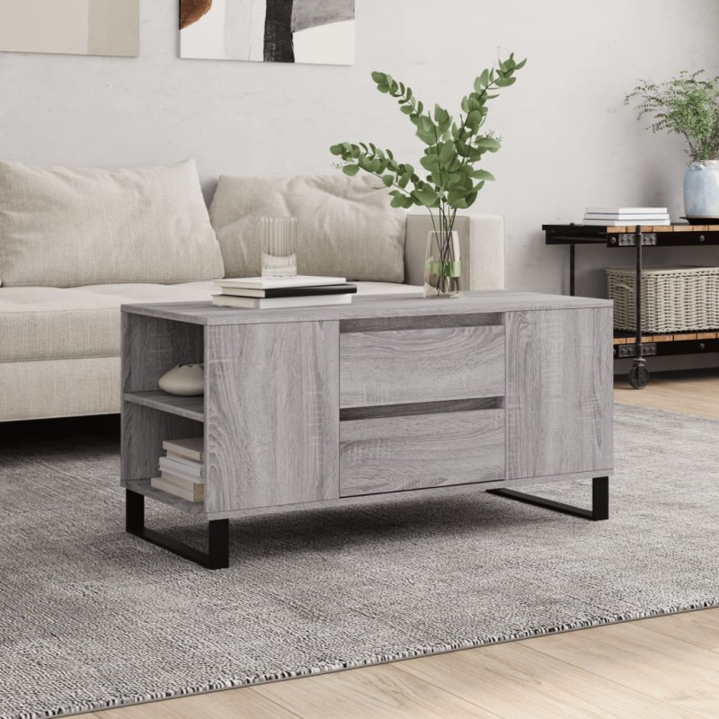 vidaXL Couchtisch Grau Sonoma 102x44,5x50 cm Holzwerkstoff vidaXL Couchtisch Grau Sonoma 102x44,5x50 cm Holzwerkstoff