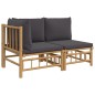 2-tlg. Garten-Lounge-Set mit Dunkelgrauen Kissen Bambus 2-tlg. Garten-Lounge-Set mit Dunkelgrauen Kissen Bambus