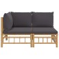 2-tlg. Garten-Lounge-Set mit Dunkelgrauen Kissen Bambus 2-tlg. Garten-Lounge-Set mit Dunkelgrauen Kissen Bambus
