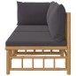 2-tlg. Garten-Lounge-Set mit Dunkelgrauen Kissen Bambus 2-tlg. Garten-Lounge-Set mit Dunkelgrauen Kissen Bambus