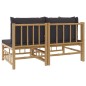 2-tlg. Garten-Lounge-Set mit Dunkelgrauen Kissen Bambus 2-tlg. Garten-Lounge-Set mit Dunkelgrauen Kissen Bambus