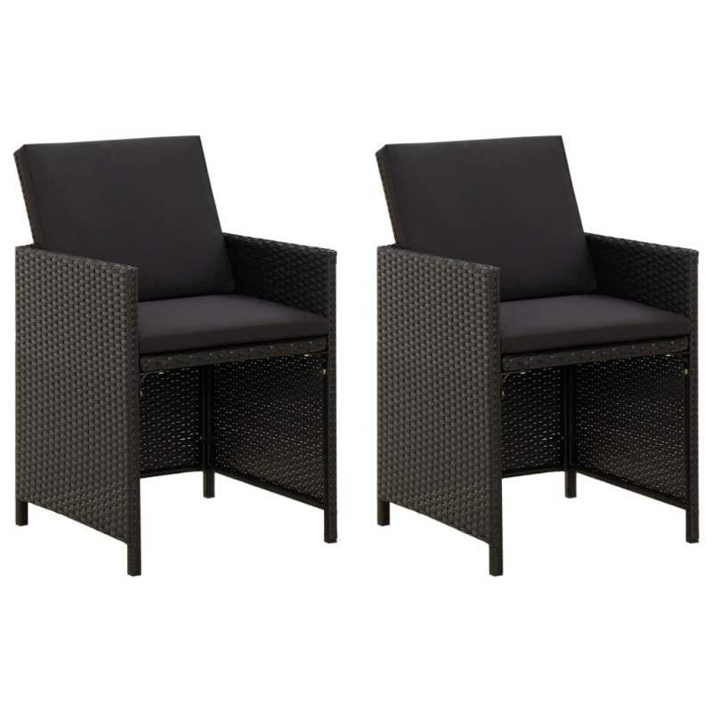 vidaXL Gartenstühle mit Kissen 2 Stk. Poly Rattan Schwarz vidaXL Gartenstühle mit Kissen 2 Stk. Poly Rattan Schwarz