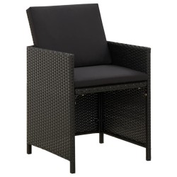 vidaXL Gartenstühle mit Kissen 2 Stk. Poly Rattan Schwarz