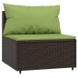 vidaXL Garten-Mittelsofa mit Kissen Braun Poly Rattan vidaXL Garten-Mittelsofa mit Kissen Braun Poly Rattan