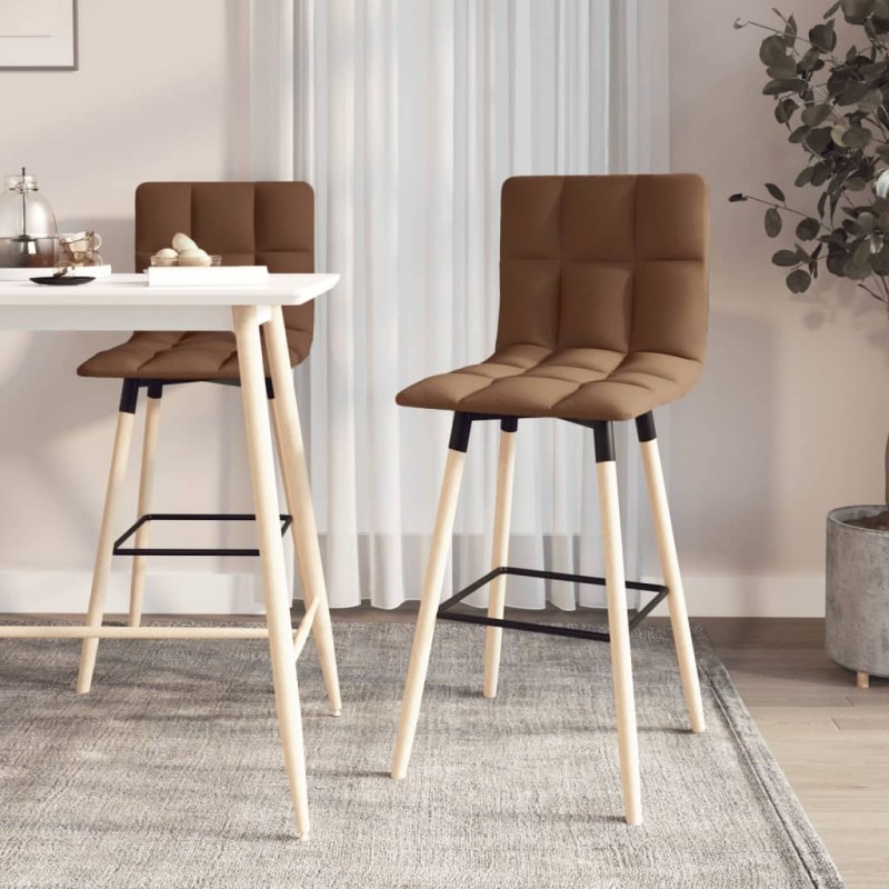 vidaXL Barhocker 2 Stk. Braun Stoff vidaXL Barhocker 2 Stk. Braun Stoff