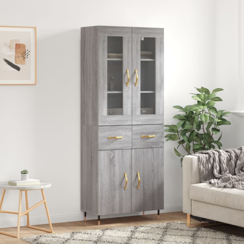 vidaXL Highboard Grau Sonoma 69,5x34x180 cm Holzwerkstoff vidaXL Highboard Grau Sonoma 69,5x34x180 cm Holzwerkstoff