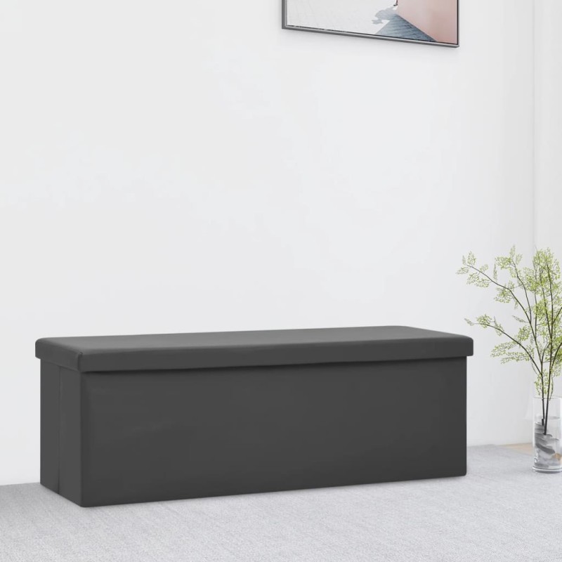 vidaXL Faltbare Sitzbank mit Stauraum Grau PVC vidaXL Faltbare Sitzbank mit Stauraum Grau PVC