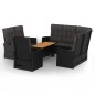 4-tlg. Garten-Lounge-Set mit Kissen Schwarz Poly Rattan 4-tlg. Garten-Lounge-Set mit Kissen Schwarz Poly Rattan