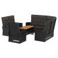 4-tlg. Garten-Lounge-Set mit Kissen Schwarz Poly Rattan 4-tlg. Garten-Lounge-Set mit Kissen Schwarz Poly Rattan