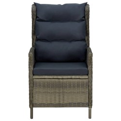 vidaXL Verstellbarer Gartensessel mit Auflagen Poly Rattan Braun