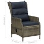 vidaXL Verstellbarer Gartensessel mit Auflagen Poly Rattan Braun vidaXL Verstellbarer Gartensessel mit Auflagen Poly Rattan Braun