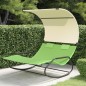 vidaXL Doppel-Schaukelliege mit Sonnendach Grün und Creme vidaXL Doppel-Schaukelliege mit Sonnendach Grün und Creme