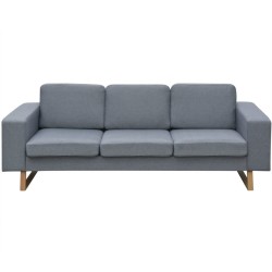 vidaXL 3-Sitzer Sofa Stoff Hellgrau