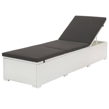 vidaXL Sonnenliege mit Auflage Poly Rattan Weiß