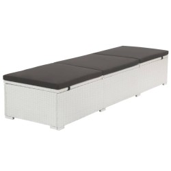 vidaXL Sonnenliege mit Auflage Poly Rattan Weiß