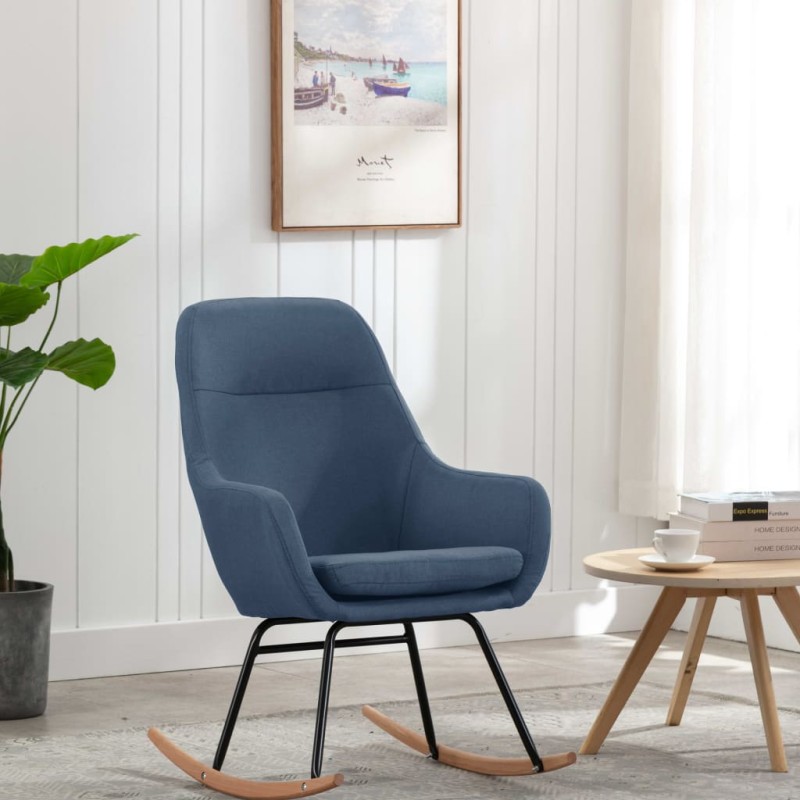 vidaXL Schaukelstuhl Blau Stoff vidaXL Schaukelstuhl Blau Stoff