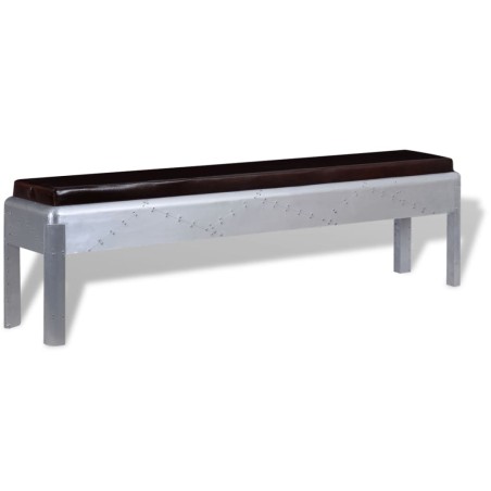 vidaXL Sitzbank im Retro-Industrie-Design Echtleder 160 x 32 x 45 cm