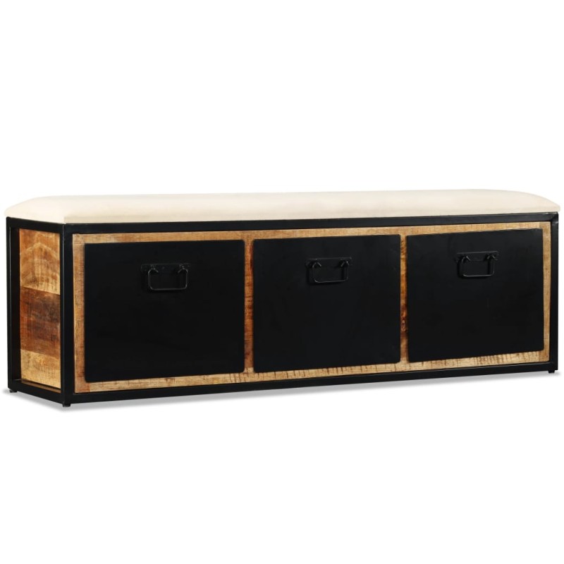 vidaXL Aufbewahrungsbank 3 Schubladen Mangoholz Massiv 120x30x40 cm vidaXL Aufbewahrungsbank 3 Schubladen Mangoholz Massiv 120x30x40 cm