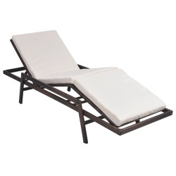 vidaXL Sonnenliege mit Auflage Poly Rattan Braun
