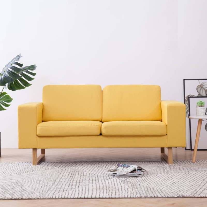 vidaXL 2-Sitzer-Sofa Stoff Gelb vidaXL 2-Sitzer-Sofa Stoff Gelb
