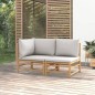 2-tlg. Garten-Lounge-Set Hellgraue Kissen Bambus 2-tlg. Garten-Lounge-Set Hellgraue Kissen Bambus