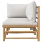 2-tlg. Garten-Lounge-Set Hellgraue Kissen Bambus 2-tlg. Garten-Lounge-Set Hellgraue Kissen Bambus