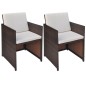 vidaXL Gartenstühle 2 Stk. mit Polstern und Kissen Poly Rattan Braun vidaXL Gartenstühle 2 Stk. mit Polstern und Kissen Poly Rattan Braun