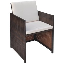 vidaXL Gartenstühle 2 Stk. mit Polstern und Kissen Poly Rattan Braun