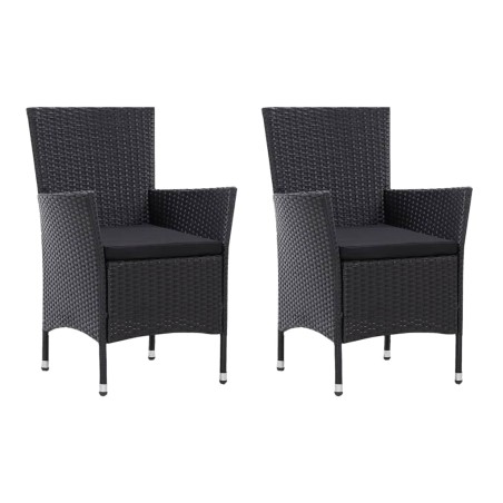 vidaXL Gartenstühle 2 Stk. Schwarz Poly Rattan