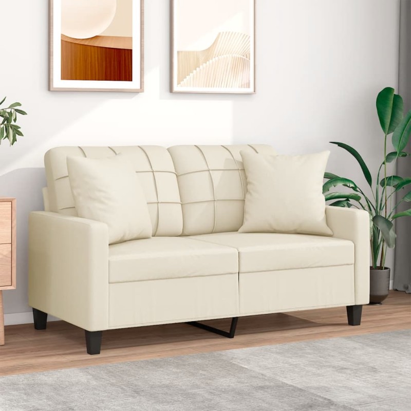 vidaXL 2-Sitzer-Sofa mit Zierkissen Creme 120 cm Kunstleder vidaXL 2-Sitzer-Sofa mit Zierkissen Creme 120 cm Kunstleder