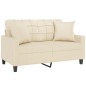 vidaXL 2-Sitzer-Sofa mit Zierkissen Creme 120 cm Kunstleder vidaXL 2-Sitzer-Sofa mit Zierkissen Creme 120 cm Kunstleder