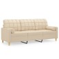 vidaXL 3-Sitzer-Sofa mit Zierkissen Creme 180 cm Stoff vidaXL 3-Sitzer-Sofa mit Zierkissen Creme 180 cm Stoff