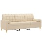 vidaXL 3-Sitzer-Sofa mit Zierkissen Creme 180 cm Stoff vidaXL 3-Sitzer-Sofa mit Zierkissen Creme 180 cm Stoff
