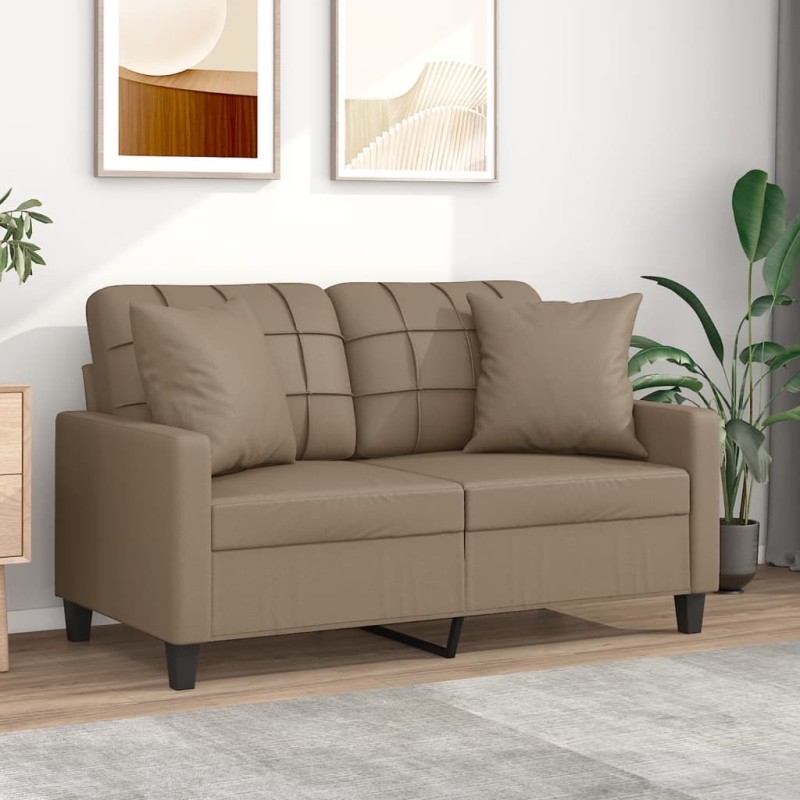 vidaXL 2-Sitzer-Sofa mit Zierkissen Cappuccino-Braun 120 cm Kunstleder vidaXL 2-Sitzer-Sofa mit Zierkissen Cappuccino-Braun 120 cm Kunstleder
