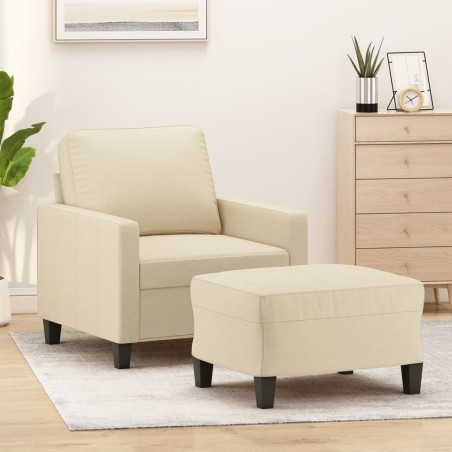 vidaXL Sessel mit Hocker Creme 60 cm Stoff