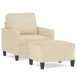 vidaXL Sessel mit Hocker Creme 60 cm Stoff