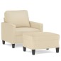 vidaXL Sessel mit Hocker Creme 60 cm Stoff vidaXL Sessel mit Hocker Creme 60 cm Stoff