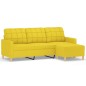 vidaXL 3-Sitzer-Sofa mit Hocker Hellgelb 180 cm Stoff vidaXL 3-Sitzer-Sofa mit Hocker Hellgelb 180 cm Stoff