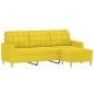 vidaXL 3-Sitzer-Sofa mit Hocker Hellgelb 180 cm Stoff vidaXL 3-Sitzer-Sofa mit Hocker Hellgelb 180 cm Stoff