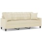vidaXL 3-Sitzer-Sofa mit Zierkissen Creme 180 cm Kunstleder vidaXL 3-Sitzer-Sofa mit Zierkissen Creme 180 cm Kunstleder
