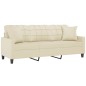 vidaXL 3-Sitzer-Sofa mit Zierkissen Creme 180 cm Kunstleder vidaXL 3-Sitzer-Sofa mit Zierkissen Creme 180 cm Kunstleder