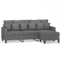 vidaXL 3-Sitzer-Sofa mit Hocker Dunkelgrau 180 cm Stoff vidaXL 3-Sitzer-Sofa mit Hocker Dunkelgrau 180 cm Stoff